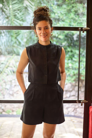 Picture of shirt playsuit in black