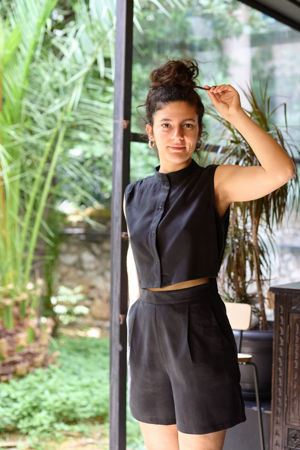 Picture of shirt playsuit in black