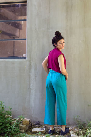 Picture of high waist wide leg pants aqua