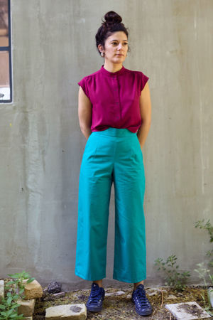 Picture of high waist wide leg pants aqua