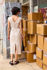 Picture of Vneck pleated dress in cream