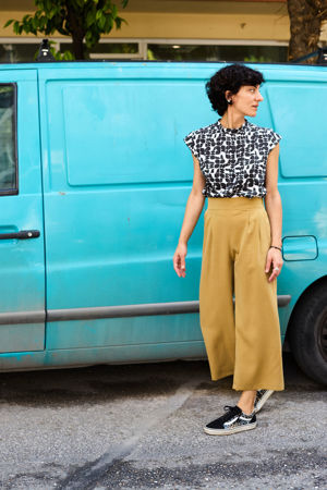 Picture of high waist pleated pants sandgold