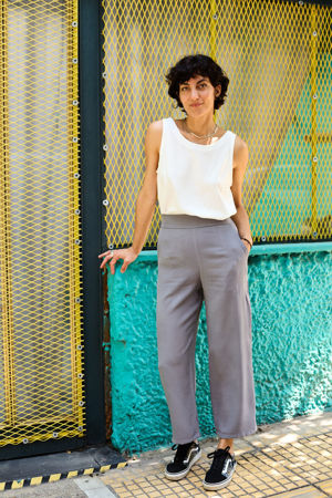 Picture of high waist wide leg pants grey