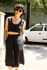 Picture of front pleat midi dress black