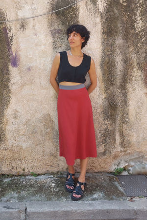 Picture of midi slim dress black- pink terracotta