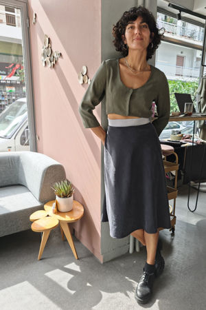Picture of crop vest dress olive black