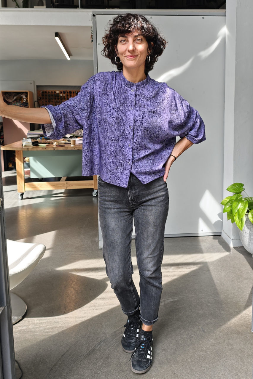 Picture of oversized mao shirt in purple