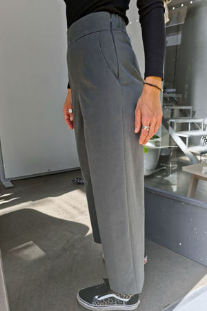 Picture of high waist straight leg pants blue grey