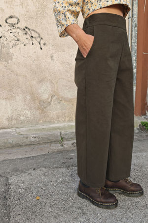 Picture of high waist straight leg pants dark khaki