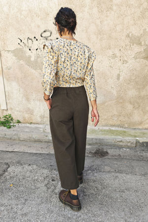 Picture of high waist straight leg pants dark khaki