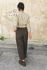 Picture of high waist straight leg pants dark khaki