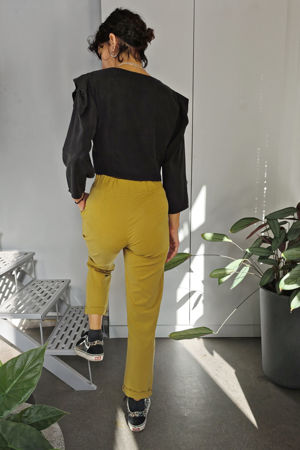 Picture of pleated pocket pants in lime