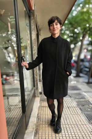 Picture of oversized raglan coat in black