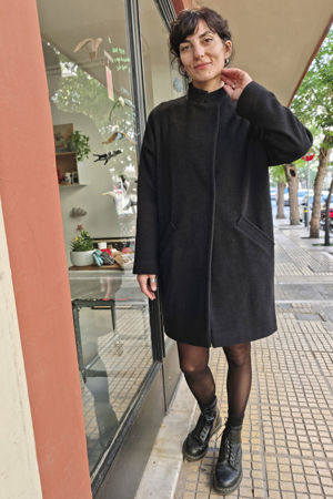 Picture of oversized raglan coat in black