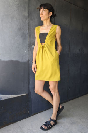 Picture of "bandeau" mini dress lime - black