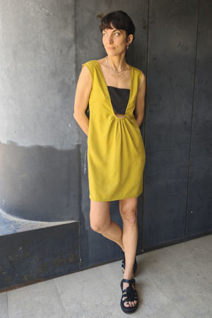 Picture of "bandeau" mini dress lime - black