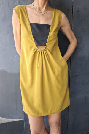 Picture of "bandeau" mini dress lime - black