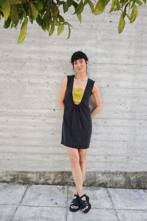 Picture of "bandeau" mini dress black lime