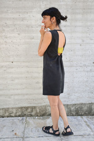 Picture of "bandeau" mini dress black lime