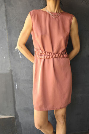 Picture of "scrunchie" mini dress in blush