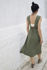 Picture of "scrunchie" midi dress in olive-cream