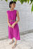 Picture of "scrunchie" midi dress in magenta- floral