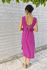 Picture of "scrunchie" midi dress in magenta- floral