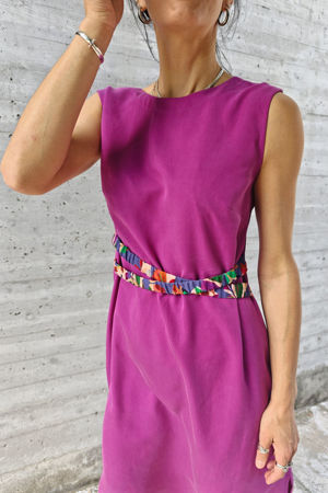Picture of "scrunchie" midi dress in magenta- floral