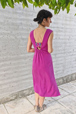Picture of "scrunchie" midi dress in magenta- floral