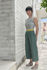 Picture of Low back jumpsuit in green animal