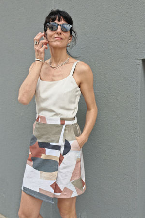 Picture of "free" mini dress off white- geometric