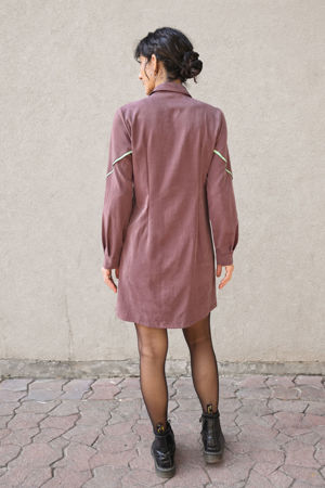 Picture of lab dress contrast burgundy